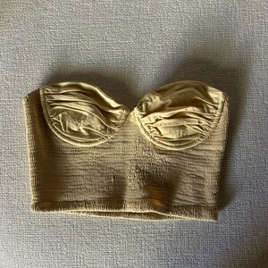 Zara Strapless Smocked Bustier Top - Yellow